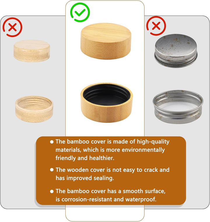 Spice Jars Square Set [12 Pieces] with Bamboo Lid, 120 ml Spice Jars, Spice Shaker Spice Jars Spice