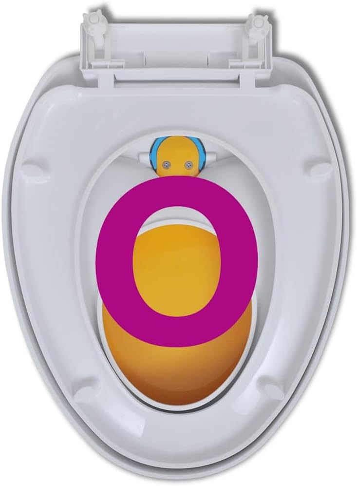 Toilettensitz mit Absenkautomatik Soft-Close Kinder und Erwachsene Weiss Gelb, WC Klo Brille aus Pol