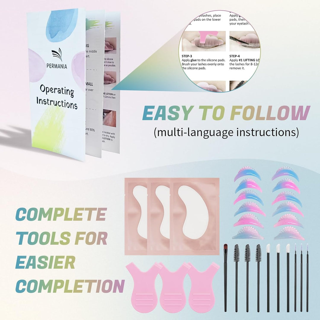 PERMANIA Wimpernlifting Set - Korean Lash Lifting Set - Verbessertes Wimpernwelle und Augenbrauen Li