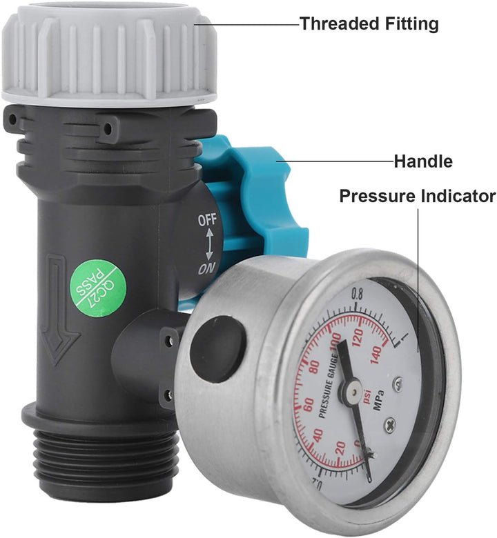 Einstellbares Wasserdruckregelventil G3 / 4 Zoll , 3 , 3 X 2 , 0 Zoll , mit Manometer , Gewächshaus