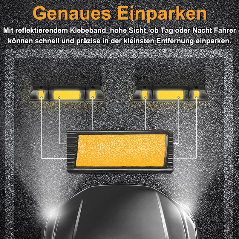 Aufun 2er Set Radstopper Parkplatzbegrenzung Anfahrschutz, Gummi Parkplatz-Markierung mit Gelb Refle