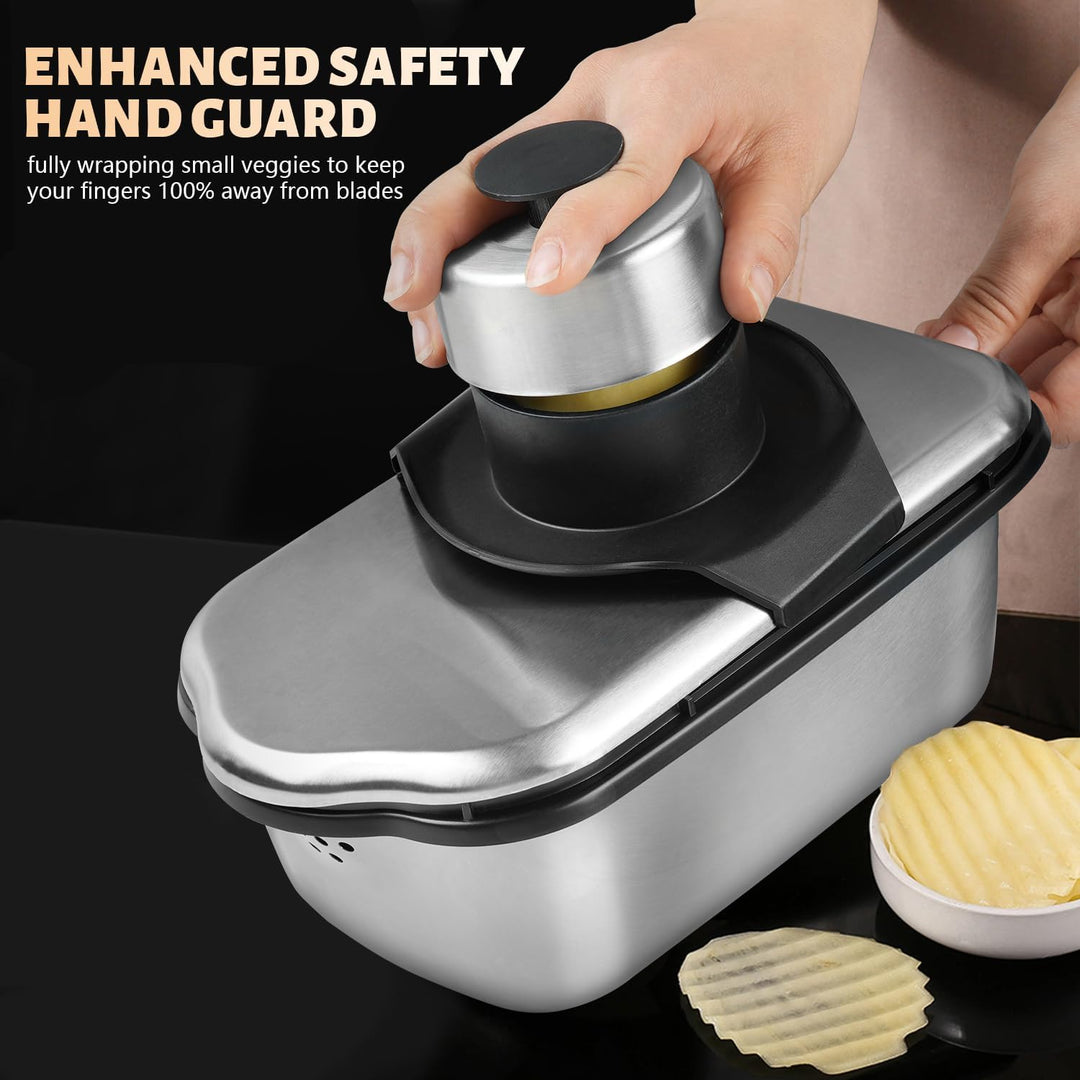 Dicer Smart 9-in-1, Edelstahl Gemüseschneider Und Mandoline Gemüsehobel Set (11 Teile), Julienne- un