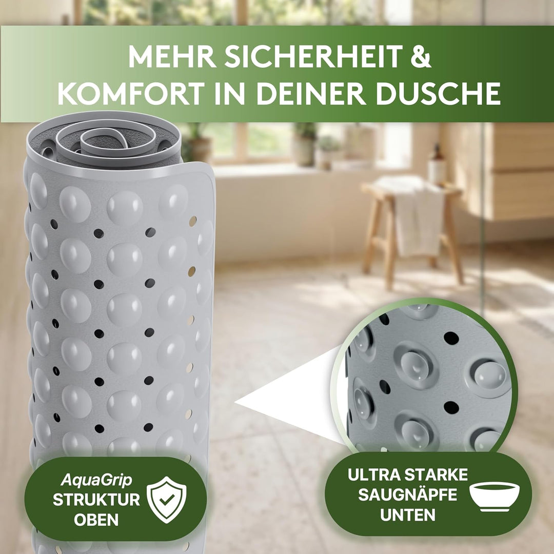 Duschmatte rutschfest 53x53 cm (Grau) - Antirutschmatte für Kinder - Badematte, maschinenwaschbar un