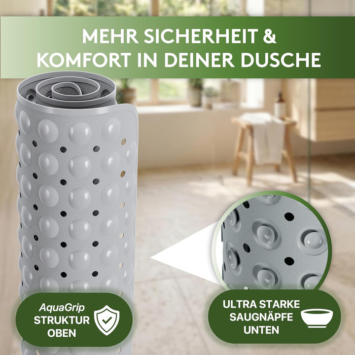 Duschmatte rutschfest 53x53 cm (Grau) - Antirutschmatte für Kinder - Badematte, maschinenwaschbar un