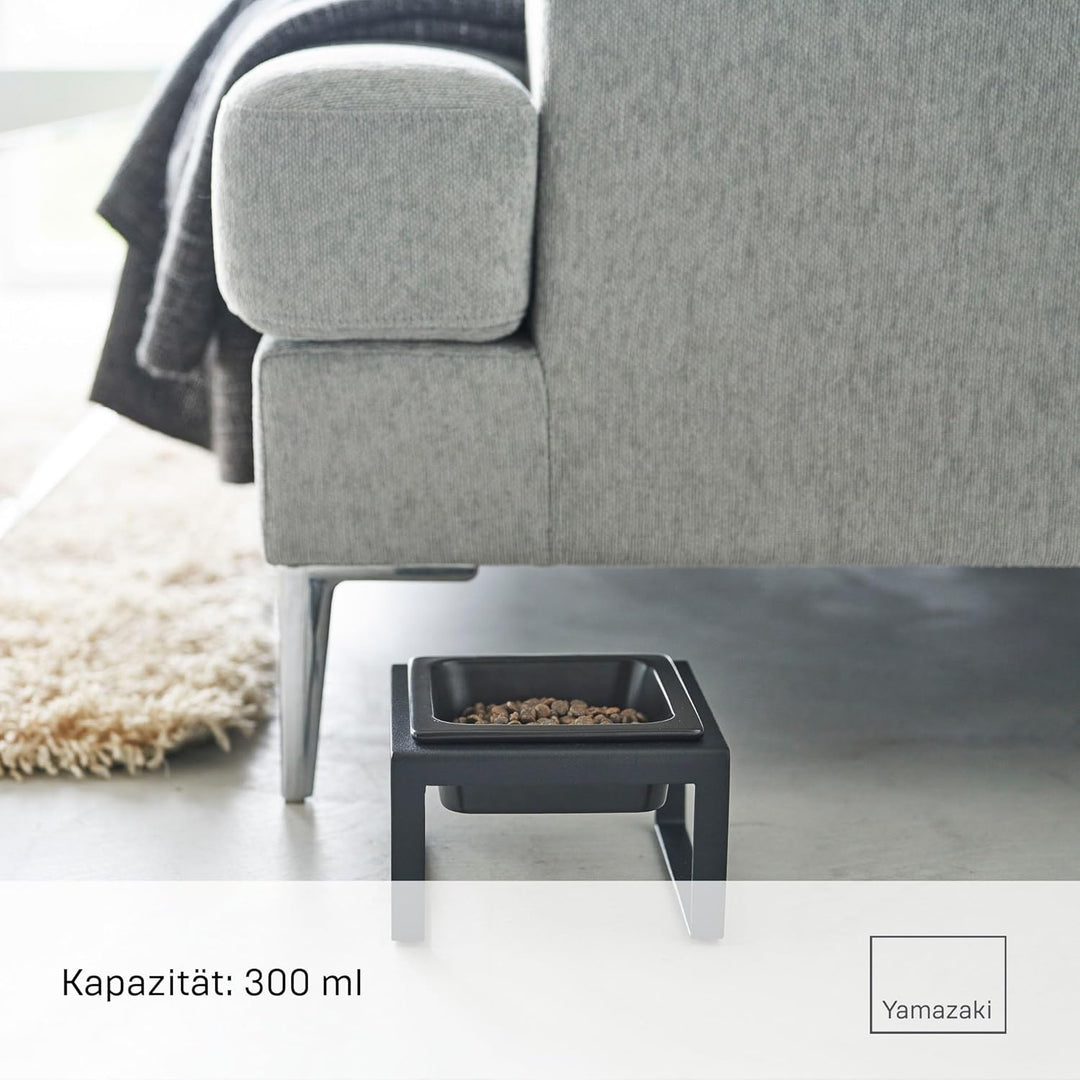 Yamazaki TOWER 5817 Futternapfständer einzeln, 300ML, Schwarz, Stahl/Keramik, Pet Food Bowl Stand, S