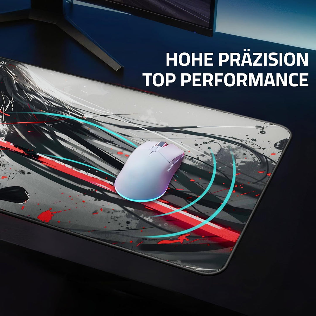 XXL Gaming Anime Mauspad 900x400 mm - Kanten vernäht, wasserfest | Mousepad für Gamer &amp; Büro - gross