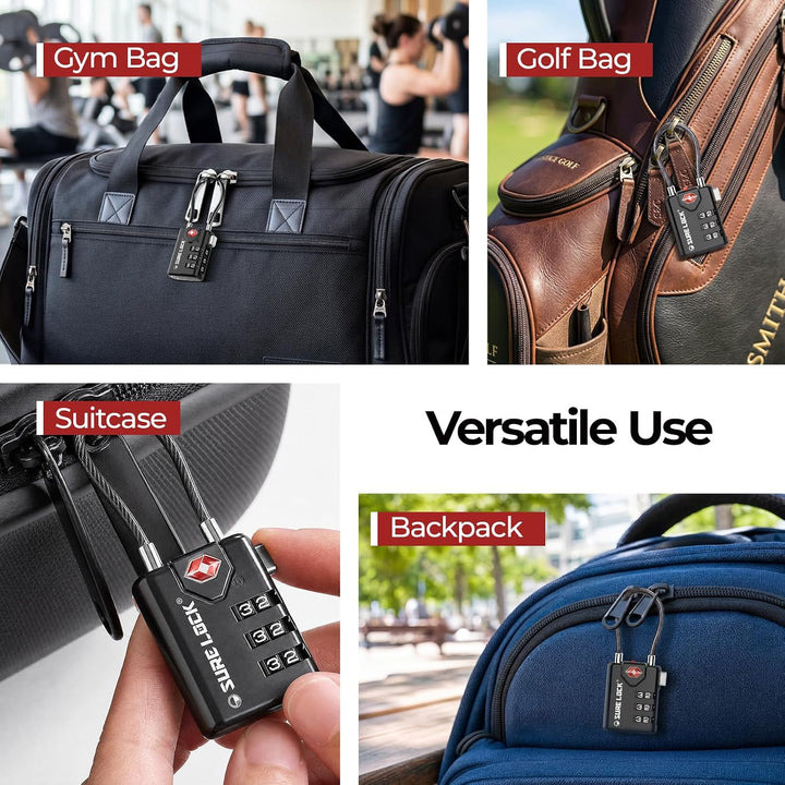 SURE LOCK TSA-kompatible Reisegepäckschlösser, Inspektionsanzeige, leicht ablesbare Zifferblätter, T