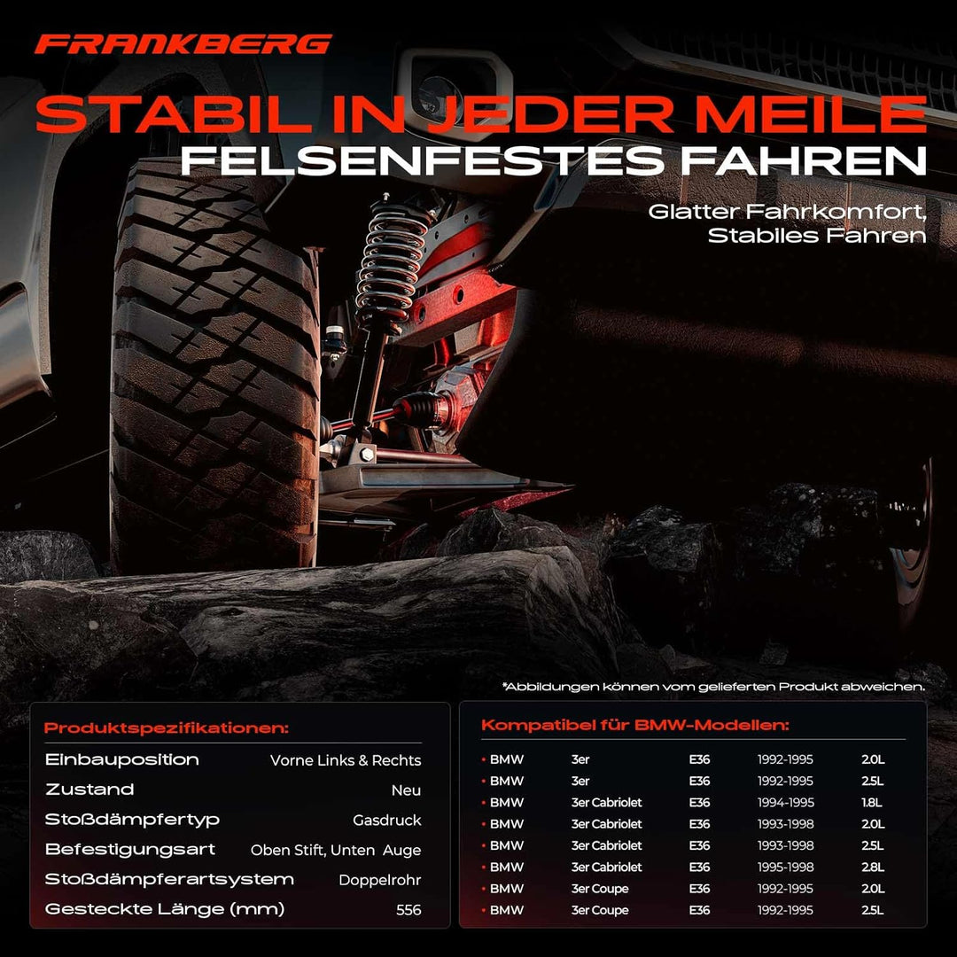 Frankberg 2x Stossdämpfer Vorderachse Kompatibel mit 3er E36 318i 320i 325i 325td 325tds 328i 1992-1