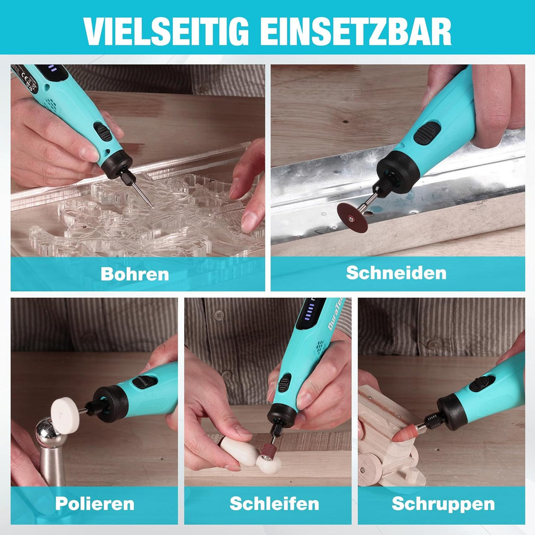 DURATECH 3,6V Akku Multifunktionswerkzeug, Kabellos Rotationswerkzeug mit 135 Zubehörteilen, 6 Gesch