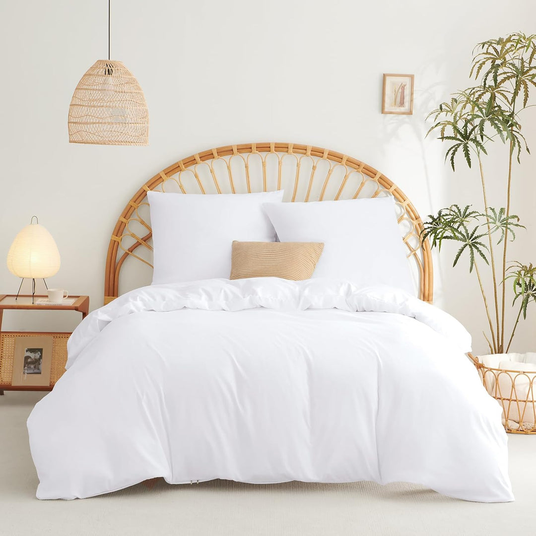 WAVVE Bettwäsche 220x240 3 teilig Weiss - Bettbezug 220 x 240 Set mit Kissenbezüge 80x80 cm, Bettwäs