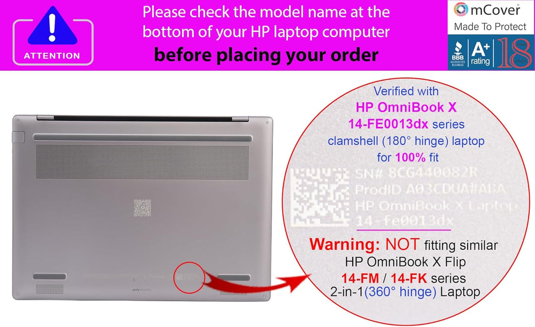 mCover Hartschalen-Schutzhülle, nur kompatibel mit HP OmniBook X 14-FExxxx Serie Windows AI-PC-Lapto