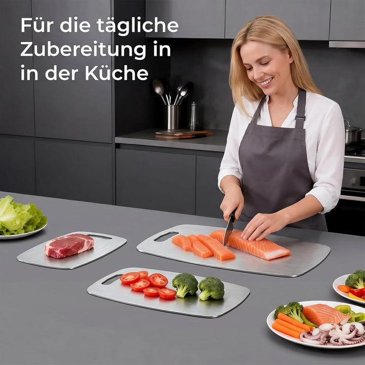 2026 Titan Schneidebretter 3er Set, Hitzebeständig, pflegeleicht und langlebig, für Fleisch, Gemüse,