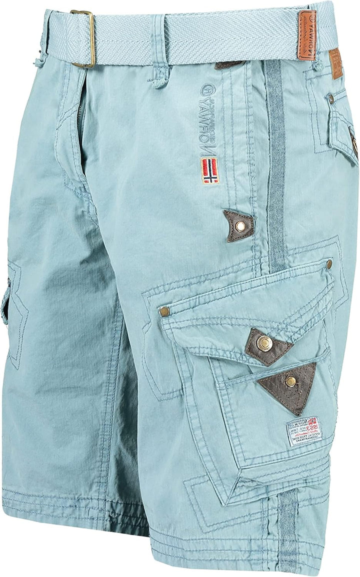 Geographical Norway Herren Cargo Short Sommer Bermuda Kurze Hose Shorts (XXL, Ski Blau)