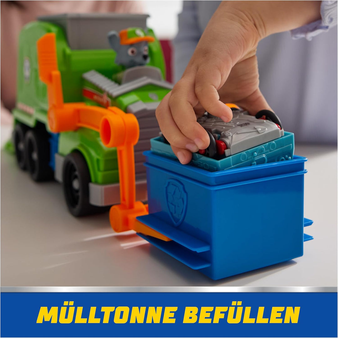 PAW Patrol, Extragrosser Recycling-Truck mit Rocky Spielfigur und Verwandlungsfunktion (Deluxe Fahrz