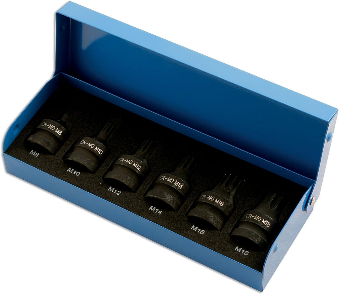 Laser 4939 4939 Schlagschraubendreher-Einsätze für Vielzahn-Schrauben, 6 Stück