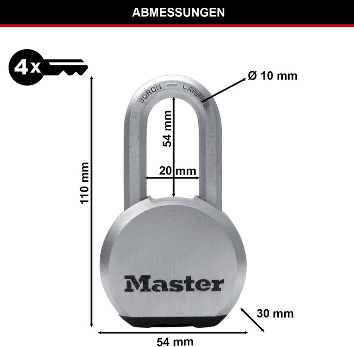 MASTER LOCK Hochleistungsvorhängeschloss [Schlüssel] [Massivem Stahl] [Aussenbereich] M830EURDLH - I