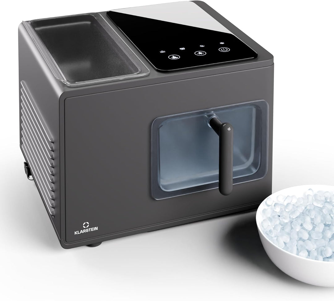 Klarstein Eiswürfelmaschine für Zuhause Camping Gastro, Schnelle Mini Eiswürfelmaschine Klein, Profi
