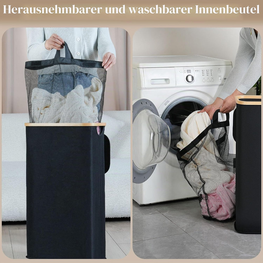 iEGrow 110L Wäschekorb mit Deckel, Grosser Wäschesammler mit herausnehmbarem und waschbarem Innentas