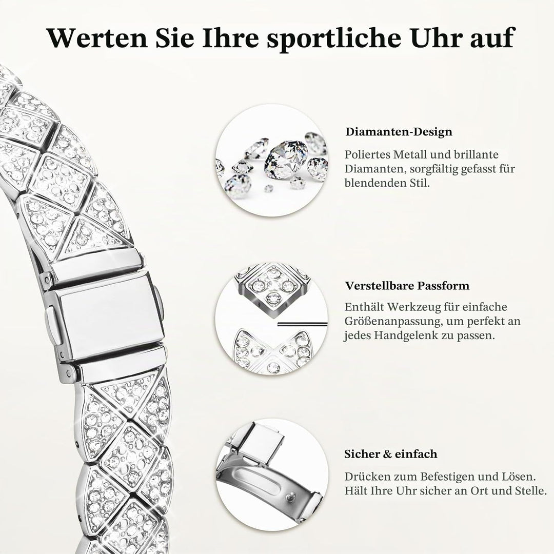 wutwuk Kompatibel mit Apple Watch Armband 40mm, Damen Bling Strass Armbänder mit Diamant Harter PC G