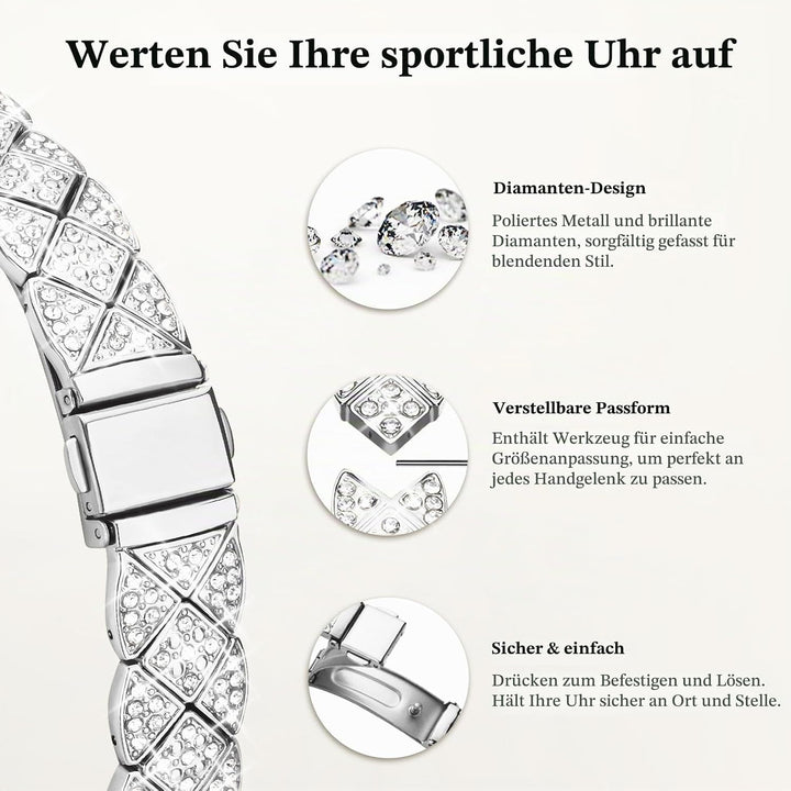 wutwuk Kompatibel mit Apple Watch Armband 40mm, Damen Bling Strass Armbänder mit Diamant Harter PC G