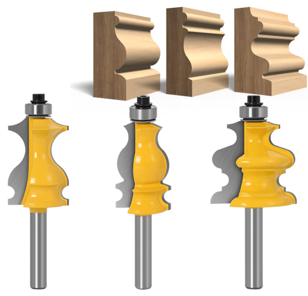 APlus 8 mm Schaft Architectural Moulding Fräser Set, Formfräser für Holzbearbeitung, Fräser für Ober