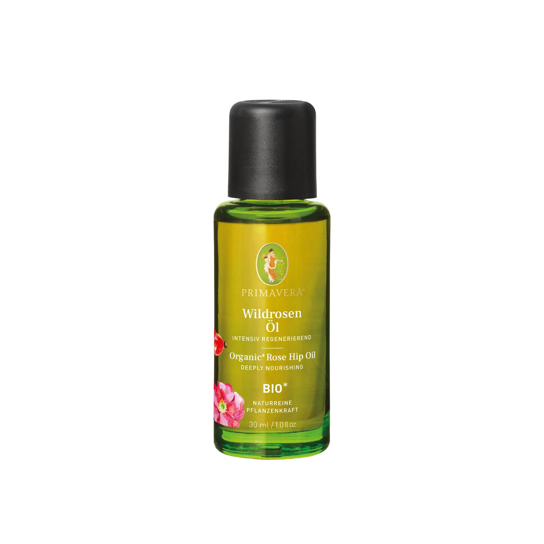 PRIMAVERA Pflegeöl Wildrosenöl bio 30 ml – naturreine Pflanzenkraft – Glasflasche – Aromaöl, Körperö