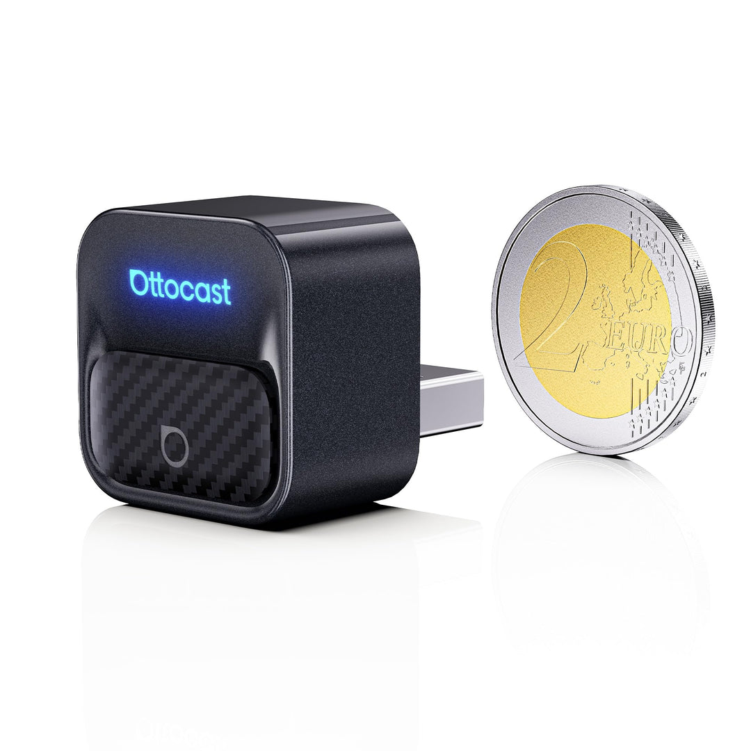 OTTOCAST Mini Core 2-in-1 Kabelloser CarPlay & Android Auto Adapter, Micro Mini Cube Wireless Car Do