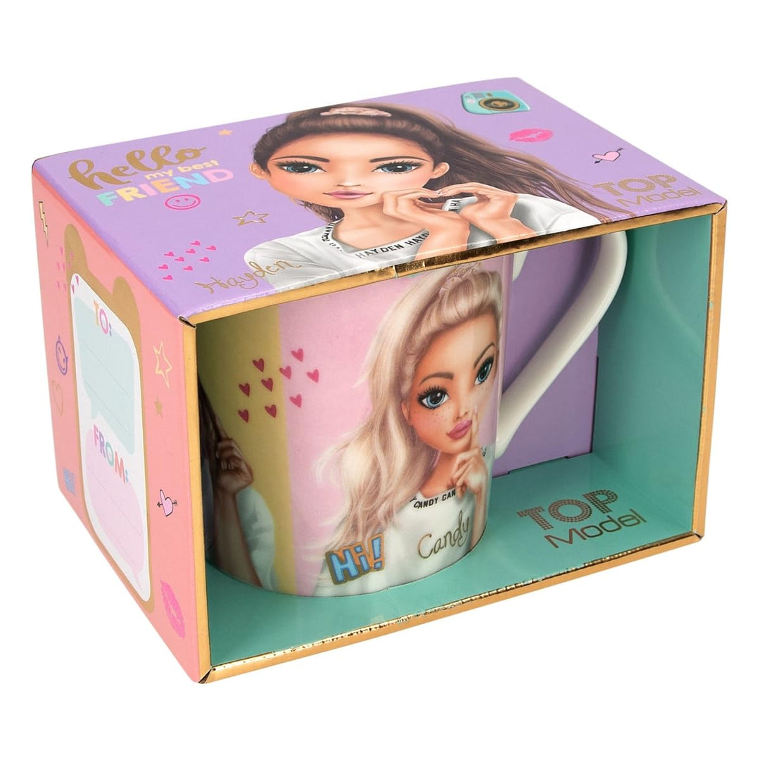 Depesche 12610 TOPModel Snap Shots - Tasse mit ModelMotiv und Goldaufdruck, Trinkbecher aus Porzella