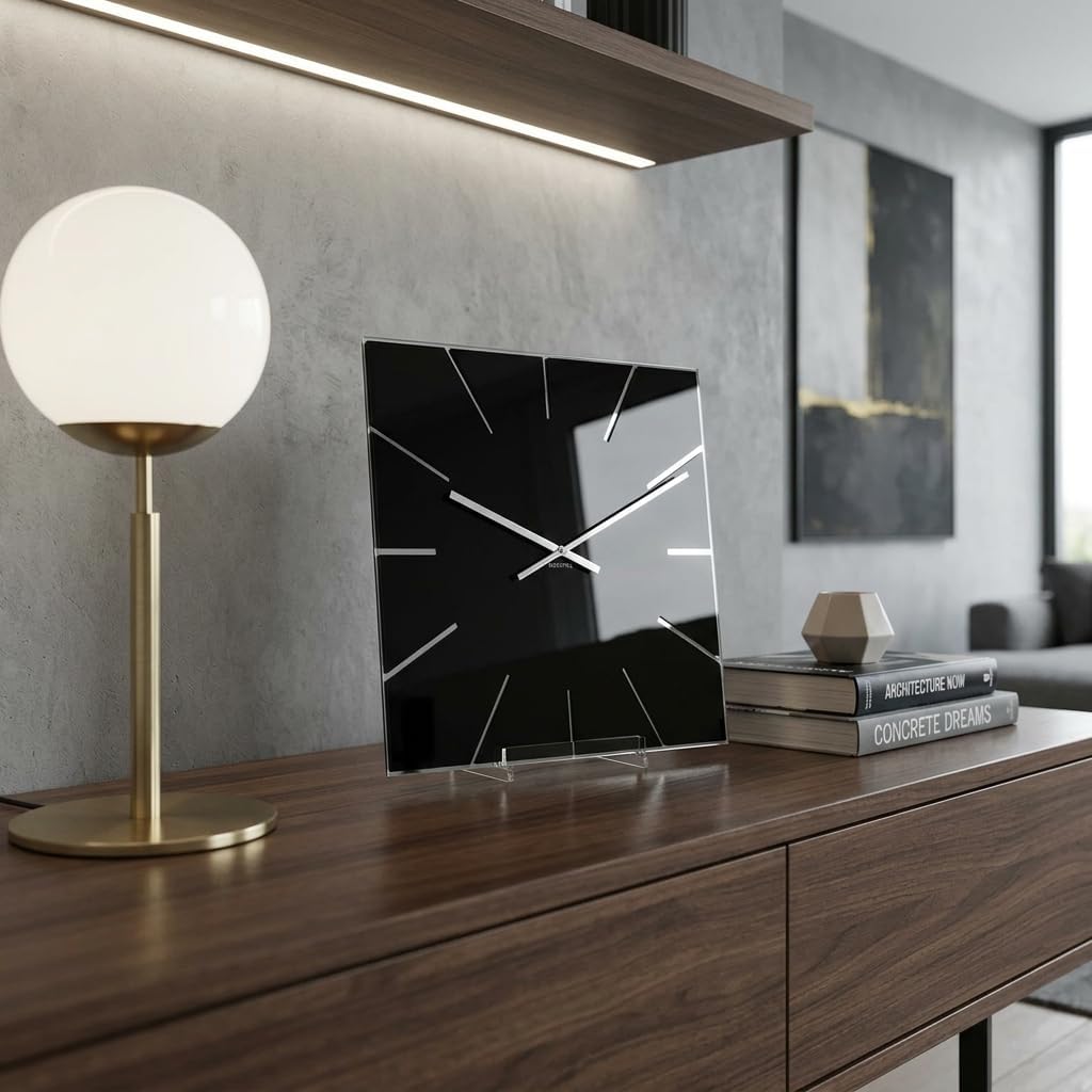FLEXISTYLE Moderne grosse Wanduhr Exact 50cm, Acrylglas und Acrylspiegel, Stille, Wohnzimmer, Schlaf