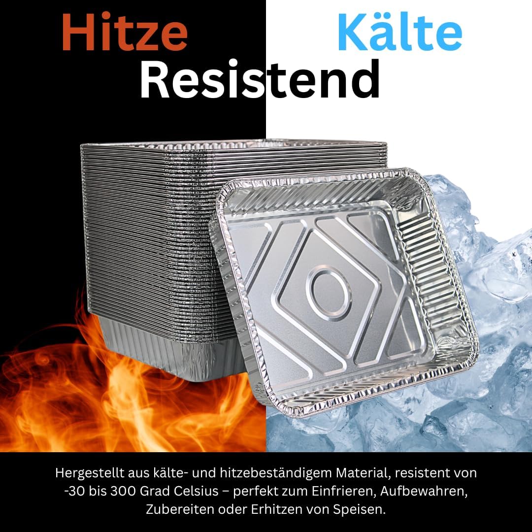 Enpack Aluschale R879-930G - 100 Stück Alu Grillschalen 226x176x30 mm - Feuerfeste Aluschalen 1000ml