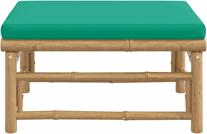 vidaXL Gartenhocker mit Grünem Kissen Bambus Fusshocker Grün, Fusshocker Grün