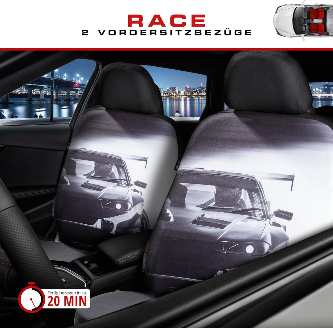 Walser Autositzbezug Race, 1 Vordersitzbezug, Universal PKW-Einzelsitzbezug, Auto-Schonbezug Race-De