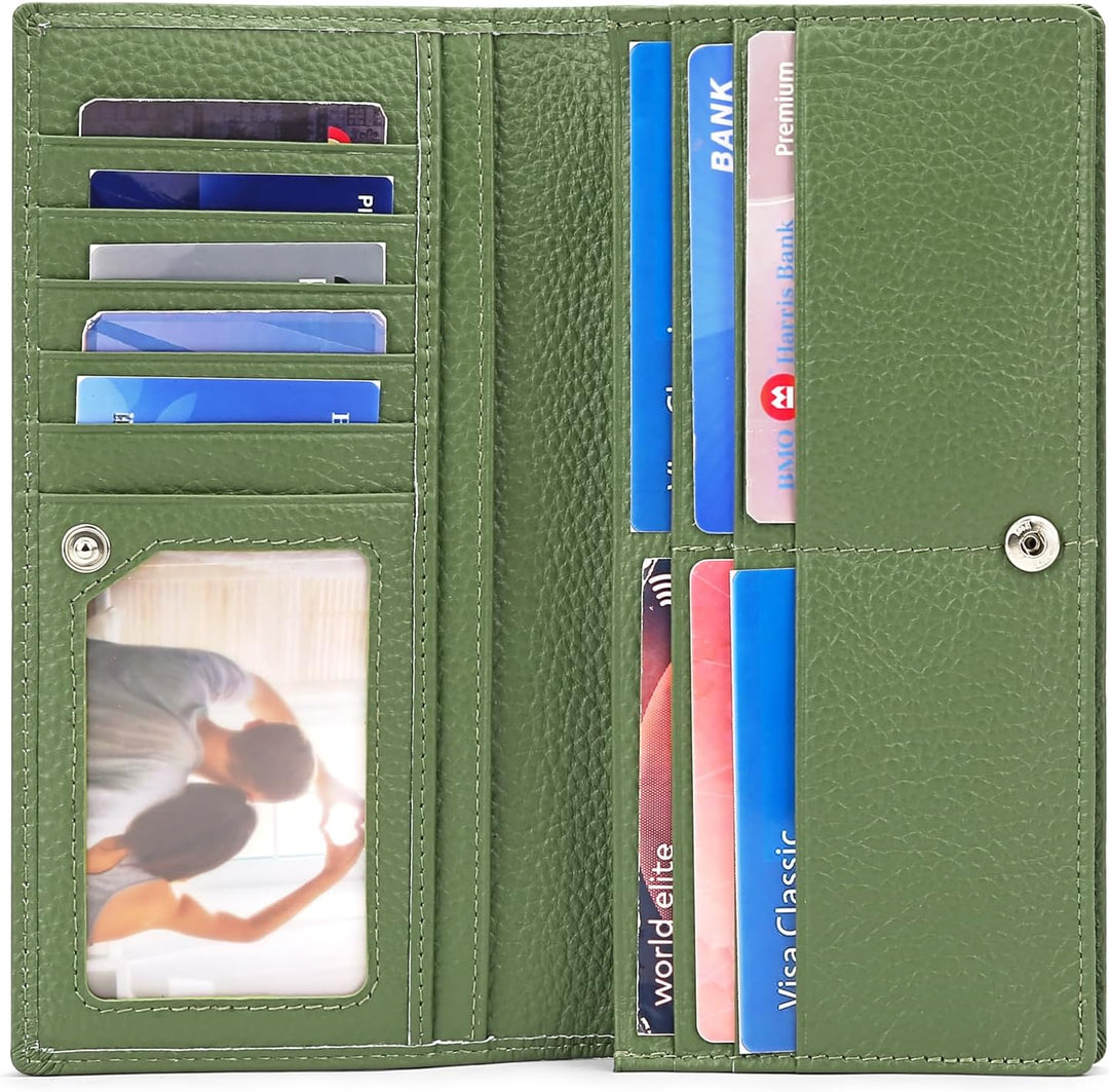 SENDEFN Dünne Geldbörse Damen, Echtes Leder Klein Portemonnaie Damen, RFID Schutz Dünn Clutch für Fr