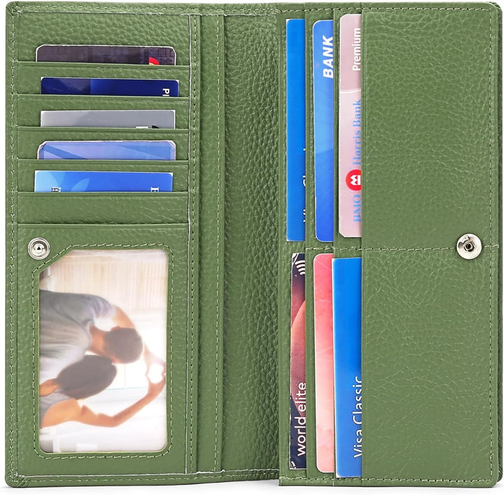 SENDEFN Dünne Geldbörse Damen, Echtes Leder Klein Portemonnaie Damen, RFID Schutz Dünn Clutch für Fr