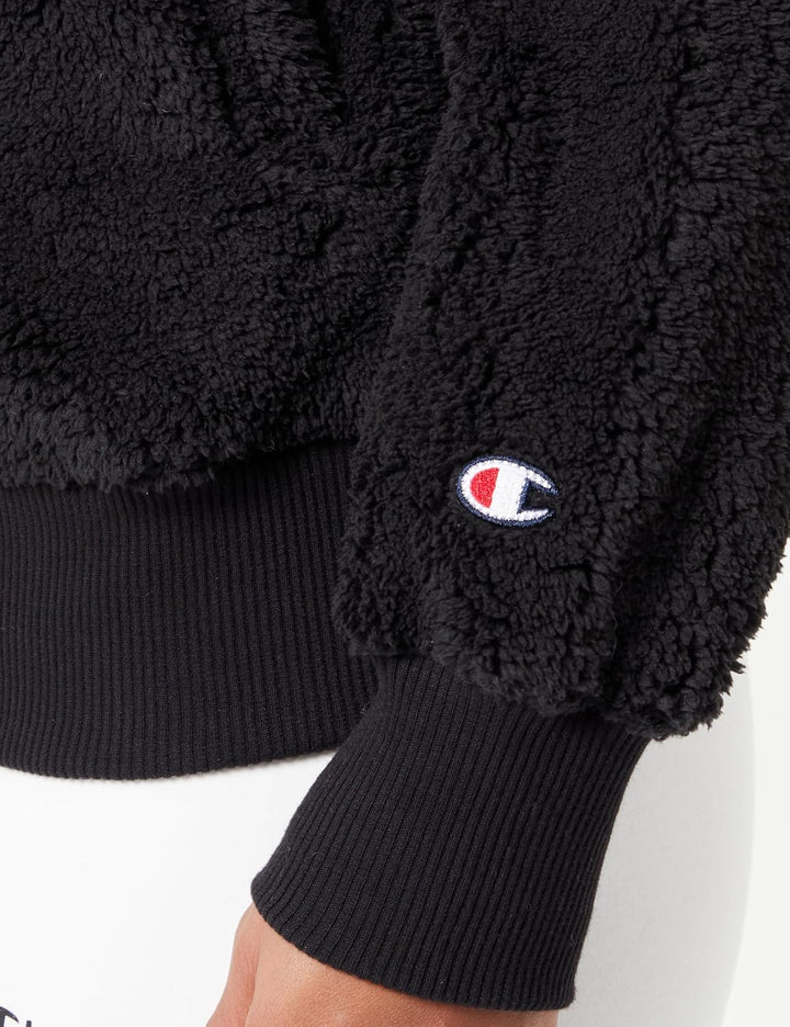 Champion Damen Legacy American Classics W-Bonded Polar Teddy Full Zip Kapuzenpullover, Schwarz