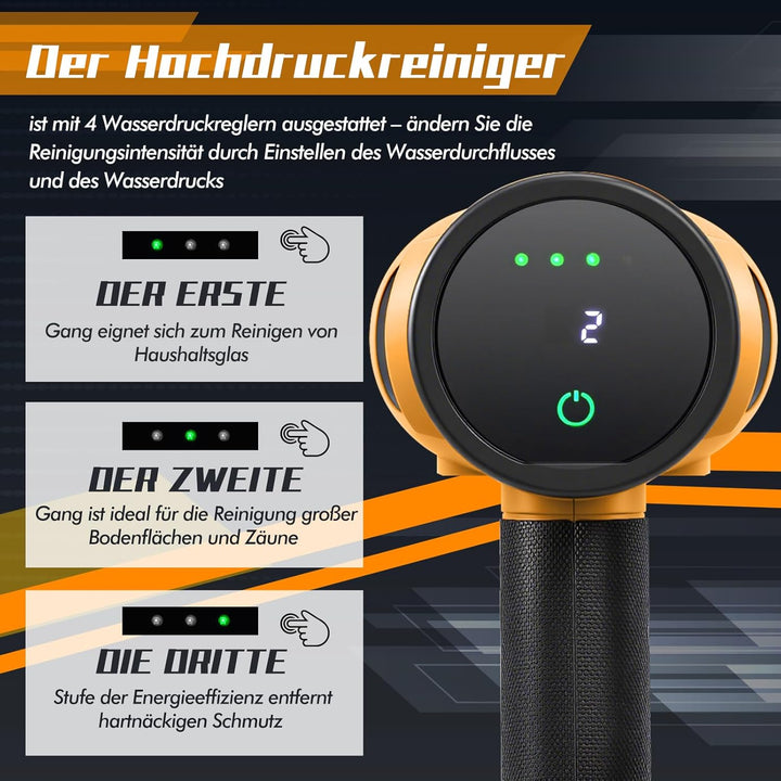 Akku Hochdruckreiniger 200Bar,Mobiler Hochdruckreiniger mit 4 Einstellbare Geschwindigkeiten,Tragbar