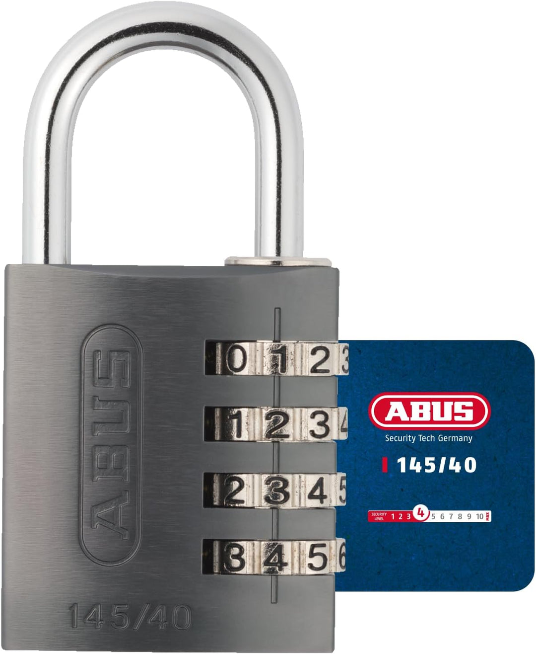 ABUS Zahlenschloss 145/40 Titanium - Kofferschloss, Spindschloss u. v. m. - Aluminium-Vorhängeschlos