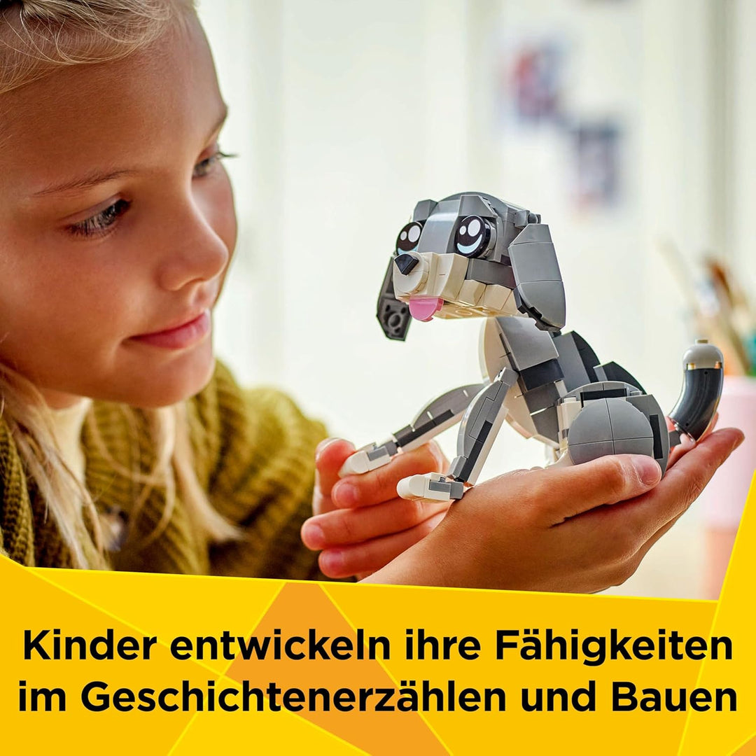LEGO Creator 3in1 Graue Katze - Modell umbaubar in Spielzeug Hund oder Taube - Bauset mit Tierfigure