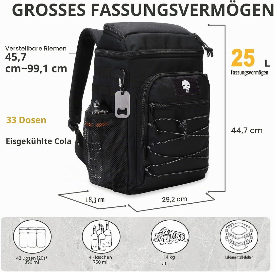 Taktischer Kühlrucksack – 25L Isolierter Rucksack, Auslaufsicher &amp; Robust – Grosser Lunch-Rucksack,