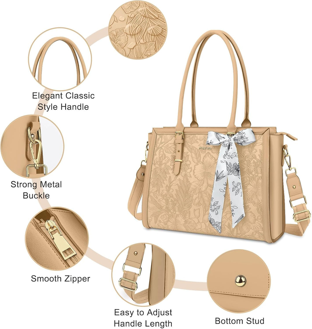 MOSISO Laptop Tasche für Frauen,17,3 Zoll PU Leder Tote Bag Kompatibel mit MacBook,HP,Dell,Asus Note