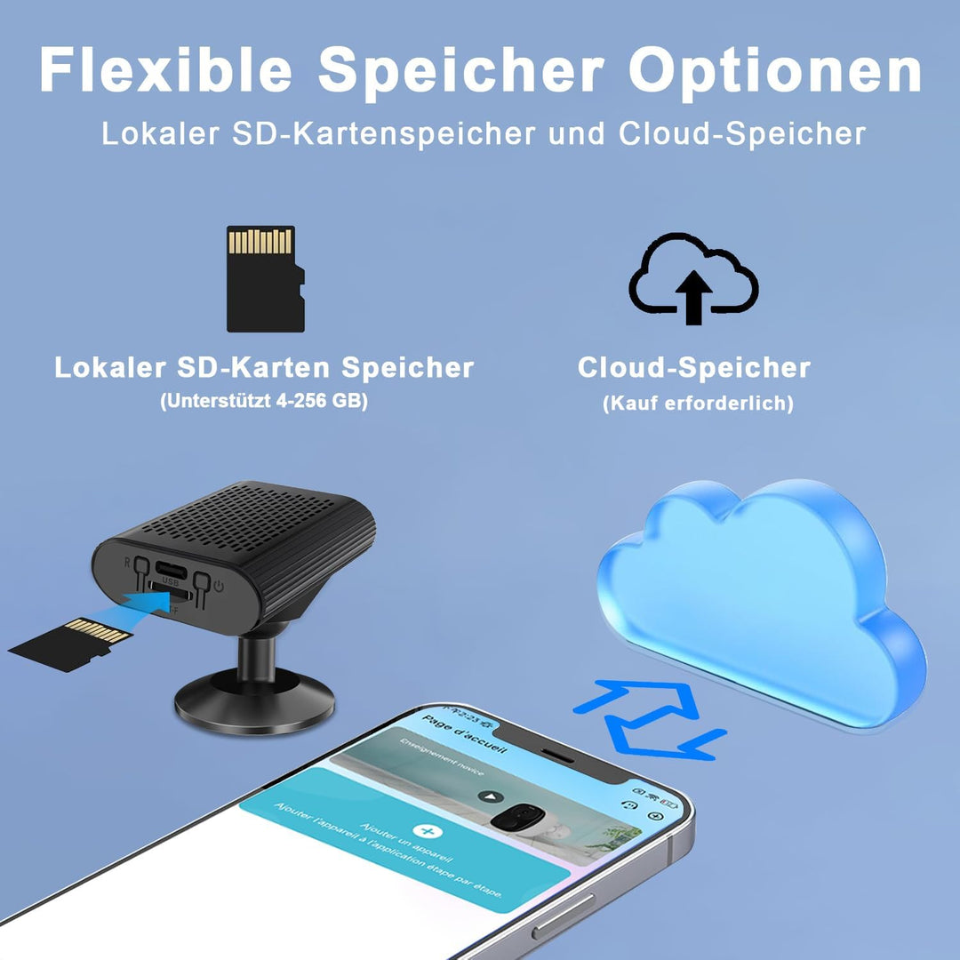 FJJVFF Mini Kamera-4K HD Kleine Kamera-WLAN Mini-Kamera Live Übertragung Handy APP, WiFi Camera mit
