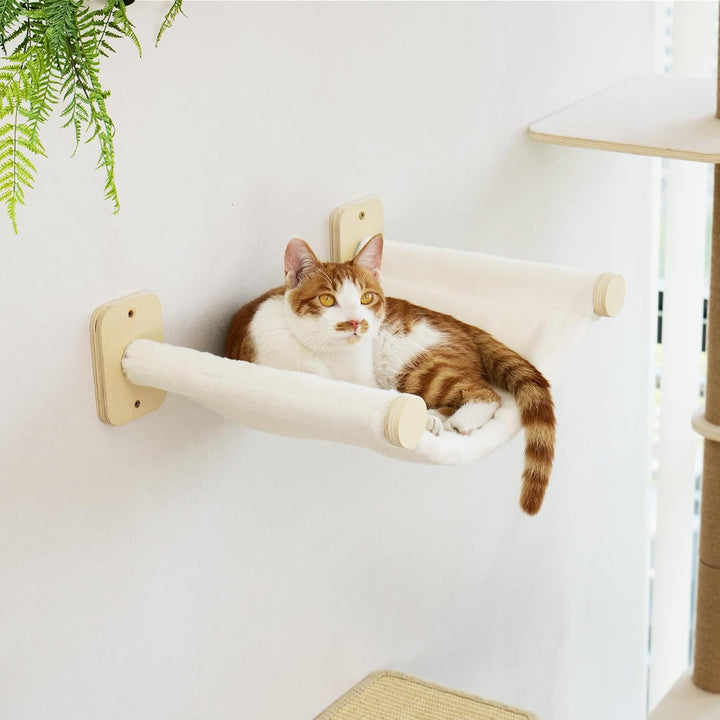 FUKUMARU Kletterwand Katzen, Katzenmöbel mit 2 Katzentreppe Wand,Katzenbaum Hängematte aus Birke meh