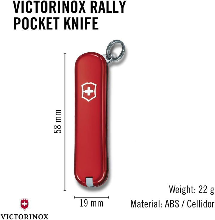 Victorinox Rally, Schweizer Taschenmesser Mini für Schlüsselanhänger, Swiss Army Knife, 9 Funktionen