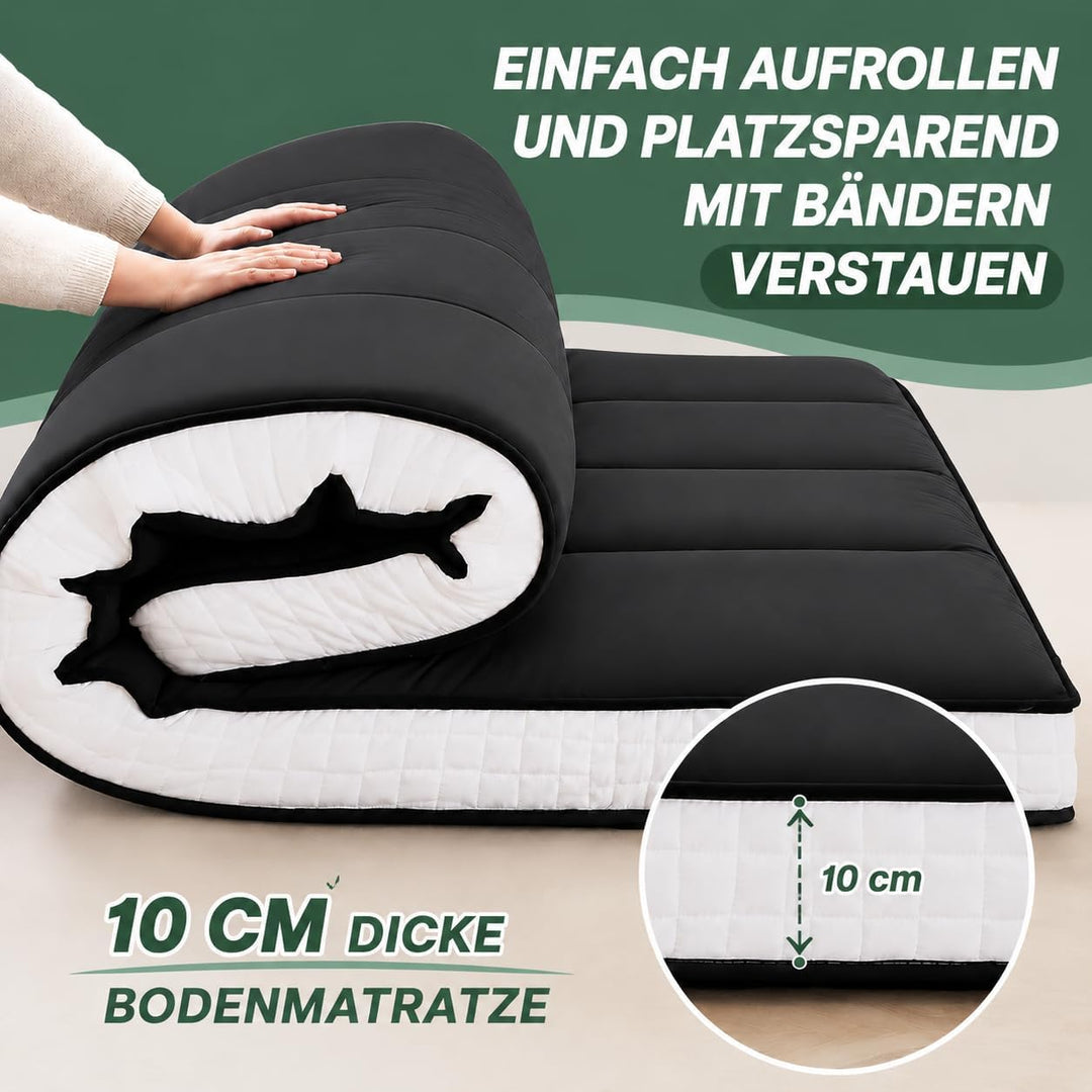 Futon Matratze 137x203cm Klappmatratze - 10cm dick Japanische Klappmatratze, Futon Gästebett, Bodenm