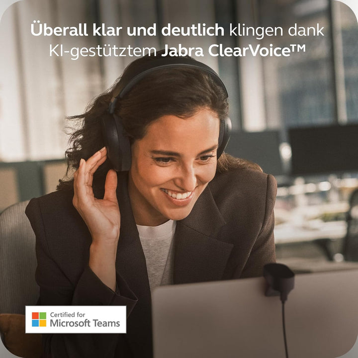 Jabra Evolve3 85 Over-Ear Bluetooth Headset kabellos mit Mikrofon für Büro, USB-C, KI-Sprachanruf, A