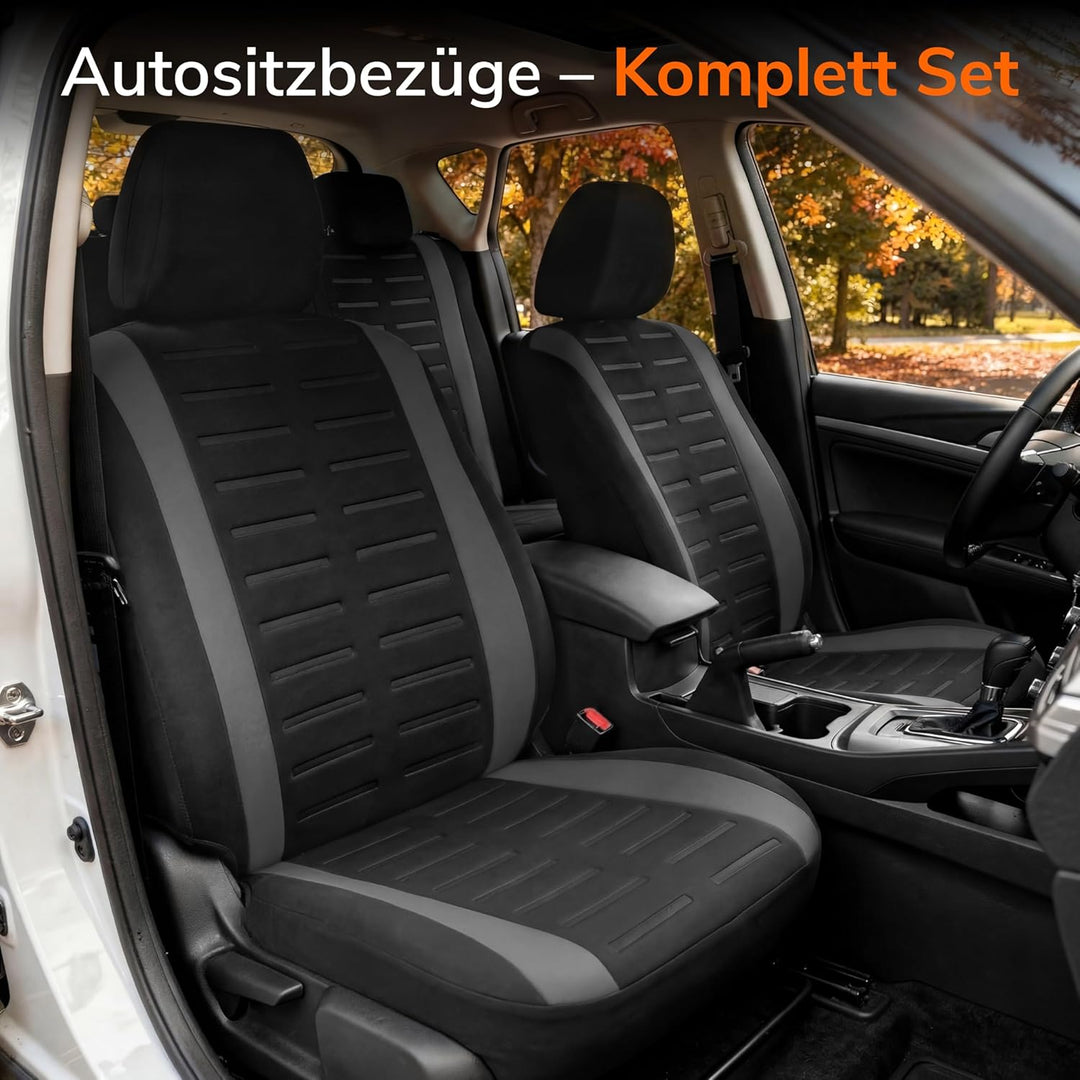 Upgrade4cars Autositzbezüge Set Universal Version 2026 | Auto-Schonbezüge für die Vordersitze & Rück