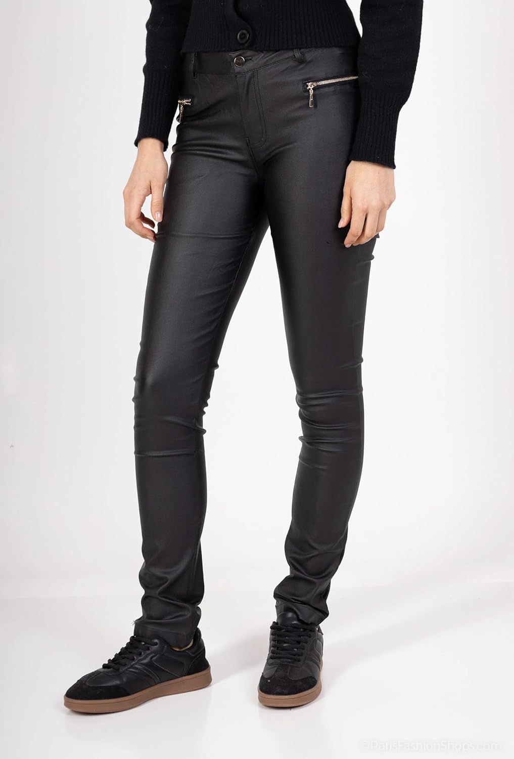 Lusty Chic Damen Kunstlederhose Leder Look Hosen Biker Stretch Skinny Jeans XL Schwarz 3, XL Schwarz