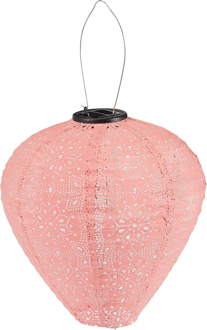 Lights4fun LED Solar Lampion Rot Ballon Tyvek Marokkanische Laterne Aussenbereich