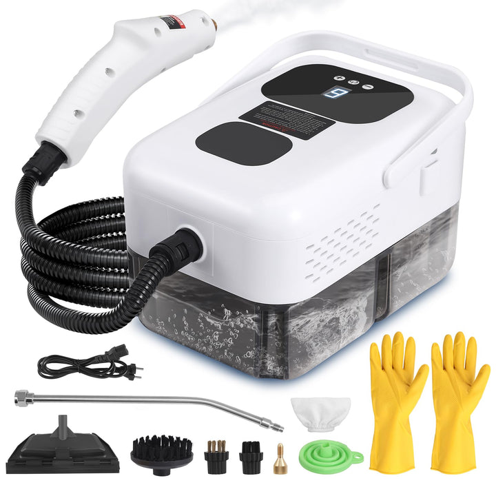 Dampfreiniger, 2500W Handheld Dampfreiniger mit 6 Zubehör, 1200ml Wassertank, 9 Dampfstufen für Küch