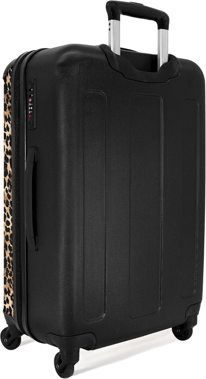 NoBoringSuitcases.com® Grosser Koffer - Leopardenmuster - Tiermuster - Braun - Design - Kombinations